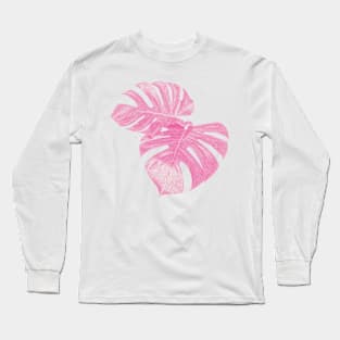 glitchy monstera leaves Long Sleeve T-Shirt